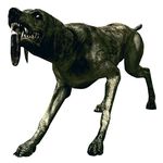  adjule animal capcom dog no_humans official_art resident_evil resident_evil_5 sharp_teeth simple_background solo teeth tongue white_background white_eyes 