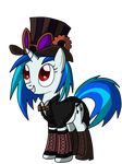  blue_hair boots bow_tie cutie_mark eyewear friendship_is_magic hair hat horn my_little_pony red_eyes suit sunglasses top_hat vinyl_scratch_(mlp) 