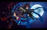  anti-materiel_rifle assault_rifle asymmetrical_wings barrett_m82 black_hair black_legwear dress full_moon grenade_launcher gun houjuu_nue letterboxed m4_carbine magic_circle mary_janes moon night red_eyes rifle shoes short_hair sniper_rifle solo thighhighs tomon_(slash0410) touhou underbarrel_grenade_launcher weapon wings zettai_ryouiki 