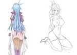  androgynous ass blue_hair blush breasts cum dress final_fantasy final_fantasy_ix futanari genderswap genderswap_(mtf) kuja large_breasts long_hair monochrome nipples panties penis thighhighs transparent underwear ziz_(pantwo) 