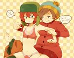  &gt;:( bare_shoulders beanie bra breasts brown_eyes brown_hair eric_cartman flat_chest frown genderswap genderswap_(mtf) green_eyes grin hair_between_eyes hat hips hunters_cap kyle_broflovski lingerie medium_breasts multiple_girls panties red_hair sitting skirt small_breasts smile south_park sweater training_bra underwear underwear_only undressing v-shaped_eyebrows x_a_s_k_x 