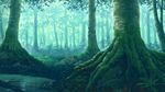  bad_pixiv_id fern forest moss nature no_humans original rock roots scenery senko_doki tree water 