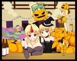  alternate_costume candle candy food halloween horn hoshiguma_yuugi kisume komeiji_koishi kurodani_yamame mizuhashi_parsee multiple_girls mutenka pointy_ears pumpkin touhou 