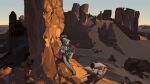  canti desert flcl guitar highres instrument light nyanya_namko on_floor robot rock scenery shadow sitting sky television 