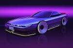  battery_indicator car cyberpunk kai55 license_plate motor_vehicle nissan nissan_s13_silvia nissan_silvia no_humans original purple_background science_fiction vehicle_focus 