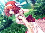  blush game_cg grass jpeg_artifacts redhead suzukaze_no_melt tenmaso tsubaki_nazuna violet_eyes whirlpool 