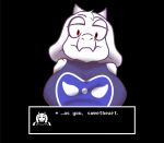 big_breasts boss_monster bovid breasts caprine clothing female hi_res horn karkrx23 mammal purple_clothing red_eyes smile solo text_box toriel undertale undertale_(series)