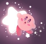  1boy black_background blue_eyes full_body highres kirby kirby_(series) littleinksheep looking_at_viewer open_mouth signature star_(sky) star_(symbol) warp_star 