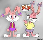 absurd_res anthro babs_bunny barefoot duo feet female female/female hi_res insult lagomorph leporid mammal rabbit tiny_toon_adventures tiny_toons_looniversity unbakable warner_brothers watermark