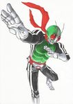  antennae belt kamen_rider kamen_rider_1 male_focus marker_(medium) masukudo_(hamamoto_hikaru) scarf solo traditional_media 