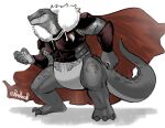 absurd_res alien alligatorid anthro bald_crotch clothed clothing crocodilian digital_media_(artwork) hi_res male pampanope reptile scalie scar smile solo tail text