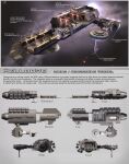  3d cannon commentary concept_art douglasshuler energy_cannon english_text eve_online from_side glowing highres industrial_ship_(eve_online) laser_cannon military_vehicle multiple_views no_humans original outdoors radio_antenna reference_sheet science_fiction sky space spacecraft star_(sky) starry_sky thrusters turret vehicle_focus 