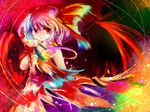  alternate_costume hair_ribbon hand_to_own_mouth kazu_(muchuukai) no_hat no_headwear purple_hair red_eyes remilia_scarlet ribbon short_hair sleeveless solo touhou wings 