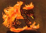 absurd_res concept_art dragon elemental_creature elemental_dragon female feral fire flaming_tail forked_tail hi_res lava raltria rock secrets_of_uncrom solo tail uncrom unusual_anatomy unusual_tail visha wings yenocwolf