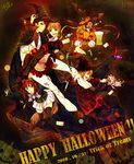  2010 3girls animal_ears beatrice blonde_hair boots cape dated formal halloween happy_halloween hat headband multiple_girls qike_xiu red_hair sakutarou skirt suit trick_or_treat umineko_no_naku_koro_ni ushiromiya_ange ushiromiya_battler ushiromiya_maria witch_hat 