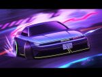  artist_name battery_indicator car cyberpunk drifting kai55 letterboxed license_plate light_trail motion_blur motor_vehicle nissan nissan_s13_silvia nissan_silvia no_humans original science_fiction vehicle_focus 