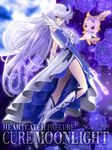  blue_eyes blue_flower blue_rose boots bow character_name cologne_(heartcatch_precure!) copyright_name cure_moonlight dress elbow_gloves flower flower_tact frills full_moon gloves hair_flower hair_ornament heartcatch_precure! holding holding_wand knee_boots long_hair magical_girl moon precure purple purple_background purple_flower purple_hair purple_rose rose sekken_kasu_barrier single_elbow_glove single_glove sparkle tsukikage_yuri wand 
