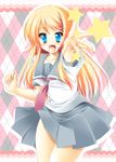  blonde_hair blue_eyes hair_ornament hairclip kamiya_tomoe kousaka_kirino long_hair ore_no_imouto_ga_konna_ni_kawaii_wake_ga_nai school_uniform solo 