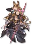  1girl animal_ear_fluff animal_ears arrow_(projectile) bare_shoulders black_dress black_shorts boots breasts brown_eyes brown_hair capelet covered_navel detached_collar dress drop_shadow erune fingernails full_body granblue_fantasy granblue_fantasy_versus hair_ornament highres holding holding_weapon lips looking_at_viewer medium_breasts metera_(granblue_fantasy) minaba_hideo mole mole_under_mouth official_alternate_costume official_art one_eye_closed see-through short_shorts shorts smile solo thigh_boots tongue tongue_out transparent_background weapon 