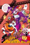  candy cover cover_page doujin_cover food food_themed_hair_ornament ghost hair_ornament halloween hat hime_cut jack-o'-lantern lollipop multiple_girls pumpkin pumpkin_hair_ornament red_footwear ribbon shoes umineko_no_naku_koro_ni ushiromiya_maria ushiromiya_rosa witch_hat zonsters 