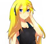  alternate_costume bad_id bad_pixiv_id blonde_hair blue_eyes blush headphones lily_(vocaloid) long_hair solo tomosaka vocaloid 