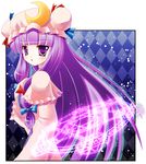 1girl crescent hat long_hair magic_circle patchouli_knowledge purple_hair solo touhou 