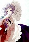  bat_wings braid duplicate izayoi_sakuya maid maid_headdress multiple_girls parasol purple_hair red_eyes remilia_scarlet shimakoma short_hair silver_hair touhou twin_braids umbrella wings 