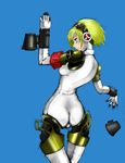  aegis_(persona) android blonde_hair blue_eyes from_behind gun kenoko persona persona_3 solo thigh_gap weapon 