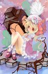  bad_id bad_pixiv_id blonde_hair flandre_scarlet flower hat kedama_milk mary_janes red_eyes shoes side_ponytail solo touhou wings 