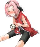  bad_id bad_pixiv_id bike_shorts blush green_eyes haruno_sakura naruto naruto_(series) pink_hair smile solo ueda_sanagi 