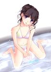  barefoot bikini black_hair blue_eyes cyprus flat_chest original short_hair solo submerged swimsuit 