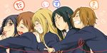  akiyama_mio bad_id bad_pixiv_id black_hair blonde_hair blush brown_eyes brown_hair closed_eyes face flower highres hirasawa_yui hitachi hug k-on! kotobuki_tsumugi multiple_girls nakano_azusa school_uniform tainaka_ritsu tears 