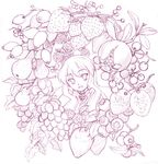  blueberry food fruit grapes graphite_(medium) long_hair louise_francoise_le_blanc_de_la_valliere monochrome oryou pear pomegranate purple raspberry solo strawberry traditional_media zero_no_tsukaima 