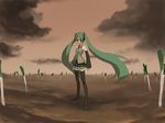  aqua_hair bob_(biyonbiyon) detached_sleeves fate/stay_night fate_(series) field_of_blades hatsune_miku long_hair parody solo spring_onion thighhighs twintails unlimited_blade_works vocaloid zettai_ryouiki 