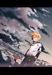  1girl brother_and_sister cloud kagamine_len kagamine_rin letterboxed nagareboshi siblings sky star_(sky) starry_sky twins vocaloid 