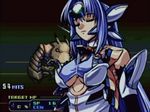  animated animated_gif blue_hair bouncing_breasts breasts cleavage kos-mos kos-mos_ver._4 large_breasts long_hair lowres namco_x_capcom red_eyes solo super_robot_wars super_robot_wars_og_saga_mugen_no_frontier undressing xenosaga xenosaga_episode_iii 