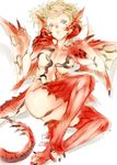  blonde_hair blue_eyes genderswap genderswap_(mtf) monster_hunter nishieda personification rathalos solo thighhighs 