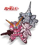  beam_rifle chibi dual_persona energy_gun gun gundam gundam_unicorn mecha no_humans nt-d shield unicorn_gundam weapon 