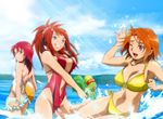  beach bikini mai_hime my-hime ocean red_hair redhead sparkle sugiura_midori sun swimsuit tokiha_mai water_gun yuuki_nao 