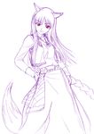  holo long_hair misnon_the_great monochrome sketch solo spice_and_wolf spot_color 