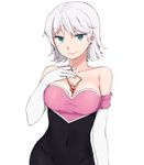  bare_shoulders breasts cleavage earrings elbow_gloves eyeshadow gem gloves humanization jewelry large_breasts light_smile looking_at_viewer makeup navel pantyhose pendant rouge_the_bat short_hair simple_background solo sonic_the_hedgehog tsuzuya_(knt31) white_background white_hair 