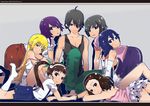  6+girls all_fours araragi_koyomi bad_id bad_pixiv_id bakemonogatari bandages basketball basketball_uniform breasts casual fang hachikuji_mayoi hairband hanekawa_tsubasa harem jersey kanbaru_suruga letterboxed long_hair lying medium_breasts monogatari_(series) multiple_girls nekomonogatari nisemonogatari on_stomach oshino_shinobu school_uniform sengoku_nadeko senjougahara_hitagi short_hair sideboob small_breasts smile socks sportswear tank_top twintails yadokugaeru 