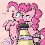  blue_eyes cutie_mark dildo duo equine female feral friendship_is_magic hair horse kinkie_pie lesbian mammal my_little_pony pink_hair pinkie_pie_(mlp) pony sex_toy sirachanotsauce square_crossover strapon text 