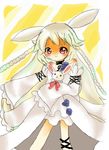  animal_ears braid bunny_ears detached_sleeves dress long_hair pandora_hearts rabbit_ears red_eyes white_hair will_of_the_abyss 
