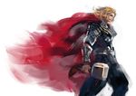  armor beard blonde_hair cape facial_hair hammer male_focus manly marvel mjolnir pump_(pumpqmuq) solo thor_(marvel) vambraces 