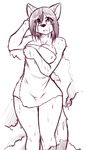  braids breasts canine cleavage clothed clothing crossgender female mammal red_wolf shower sketch standing towel wet wide_hips wolf wolf_nanaki 