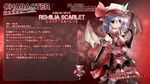  adapted_costume ascot bare_shoulders bat_wings black_gloves blue_hair dress elbow_gloves fang gloves hat red_eyes remilia_scarlet short_hair solo touhou translated wings yurume_atsushi 