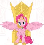  anthro anthrofied averagedraw breasts clitoral_winking clitoris crown edit equine female feral friendship_is_magic fur hair hasbro horn looking_at_viewer mammal my_little_pony pink_fur pink_hair pinkie_pie_(mlp) pussy sitting solo throne wing_span winged_unicorn wings 
