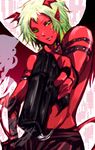  chocora11 genderswap genderswap_(mtf) green_hair gun panty_&amp;_stocking_with_garterbelt red_skin scanty_(psg) short_hair solo weapon 