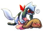  ambiguous_gender back_rub buneary eyes_closed haychel lopunny nintendo pok&#233;mon pok&eacute;mon red_eyes riolu scarf video_games 